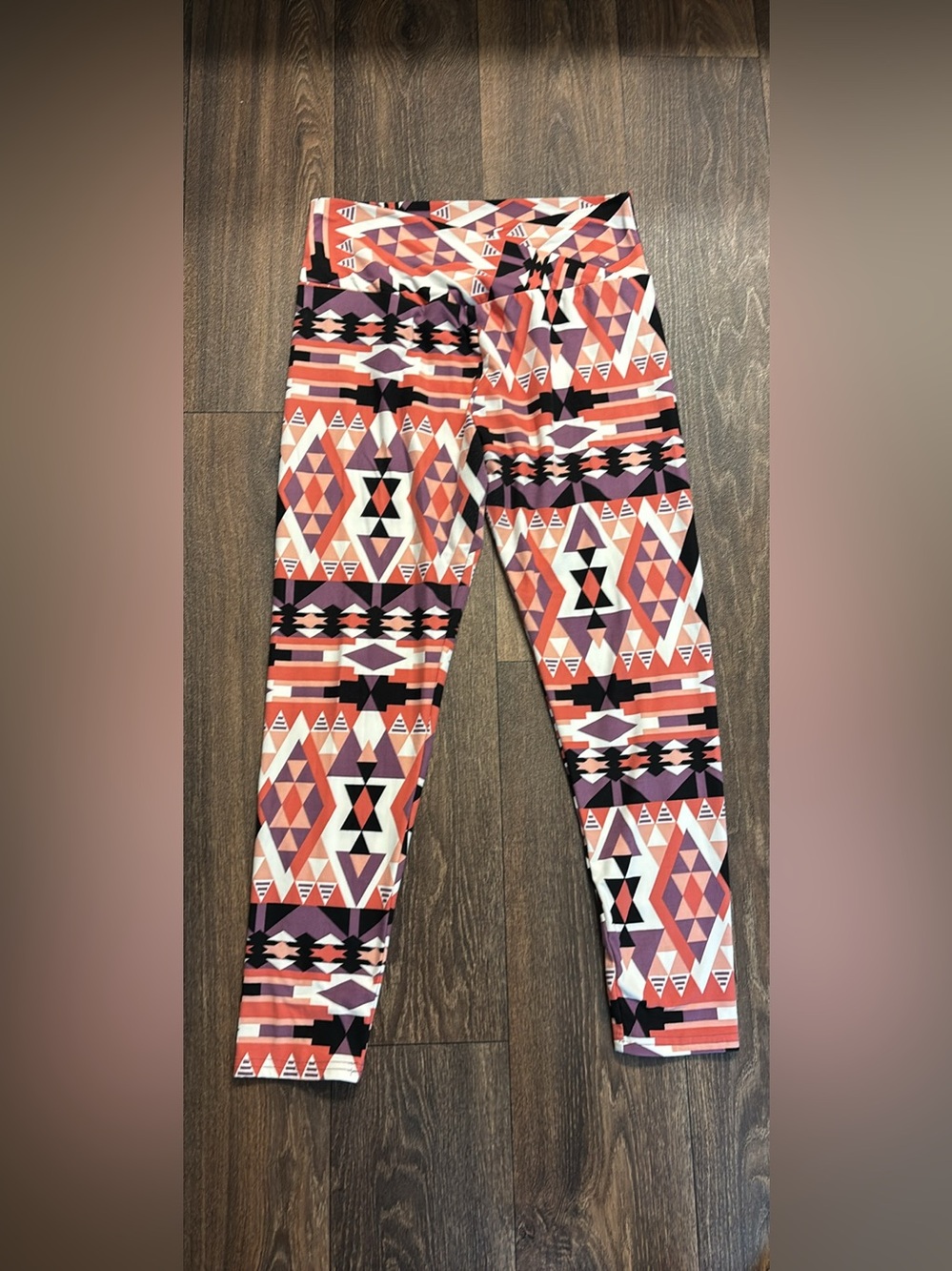 No Boundaries Aztec Print Leggings - Purple & Coral